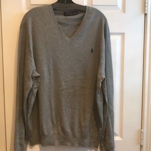 RALPH LAUREN Heather Gray Pima Cotton Sweater XXL